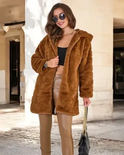 Royalfashion Futrzany damski płaszcz