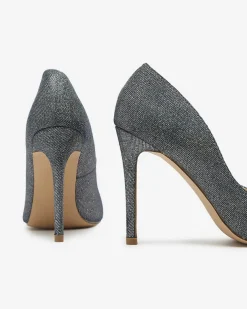 Royalfashion Grafitowe holograficzne damskie czółenka na szpilce Soddo