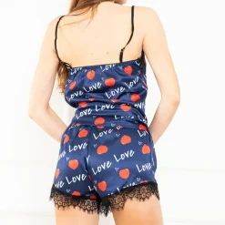 Royalfashion Granatowa damska piżama z printem 2- częściowa