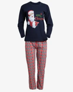 Royalfashion Granatowa damska 2-częściowa piżama ze świątecznym printem