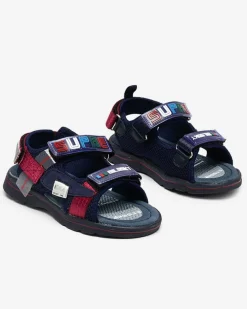 Royalfashion Granatowe dziecięce sandałki z naszywkami Netiks