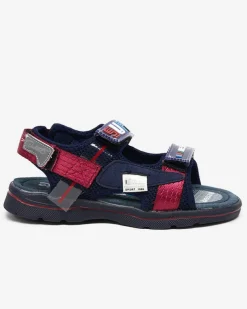 Royalfashion Granatowe dziecięce sandałki z naszywkami Netiks