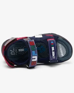 Royalfashion Granatowe dziecięce sandałki z naszywkami Netiks