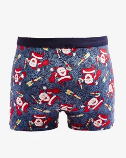 Royalfashion Granatowe męskie bokserki świąteczne