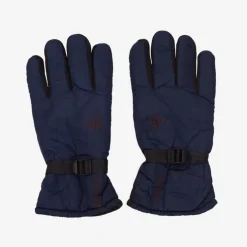 Royalfashion Granatowe ocieplane rękawice męskie z regulacją w nadgarstku