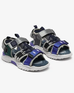 Royalfashion Granatowo - szare dziecięce sandałki na rzepy Meteris