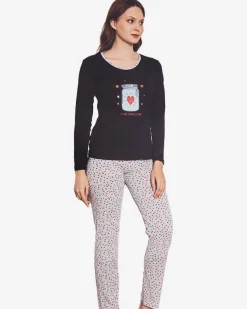 Royalfashion Granatowo-szara świąteczna damska 2-częściowa piżama z nadrukiem