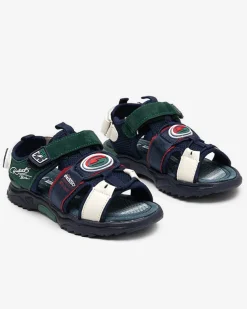 Royalfashion Granatowo-zielone chłopięce sandały na rzepy Roserro