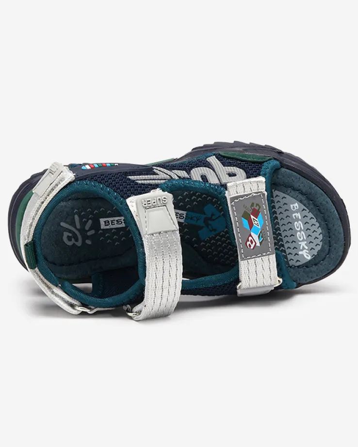 Royalfashion Granatowo-zielone sandały dziecięce Doniso