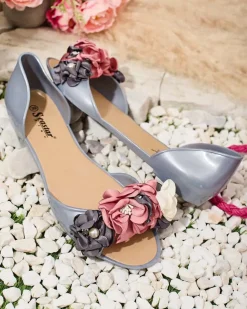 Royalfashion Gumowe baleriny z kwiatem Koddies