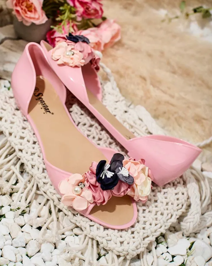 Royalfashion Gumowe baleriny z kwiatem Koddies