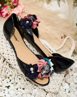 Royalfashion Gumowe baleriny z kwiatem Koddies