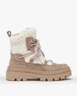 Royalfashion Jasnobrązowe botki damskie typu trapery z kożuszkiem Getatsa