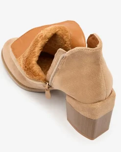 Royalfashion Jasnobrązowe damskie botki na słupku Ricteas