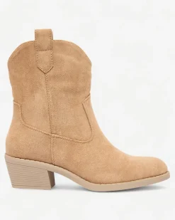 Royalfashion Jasnobrązowe damskie ocieplane botki typu kowbojki Bronco