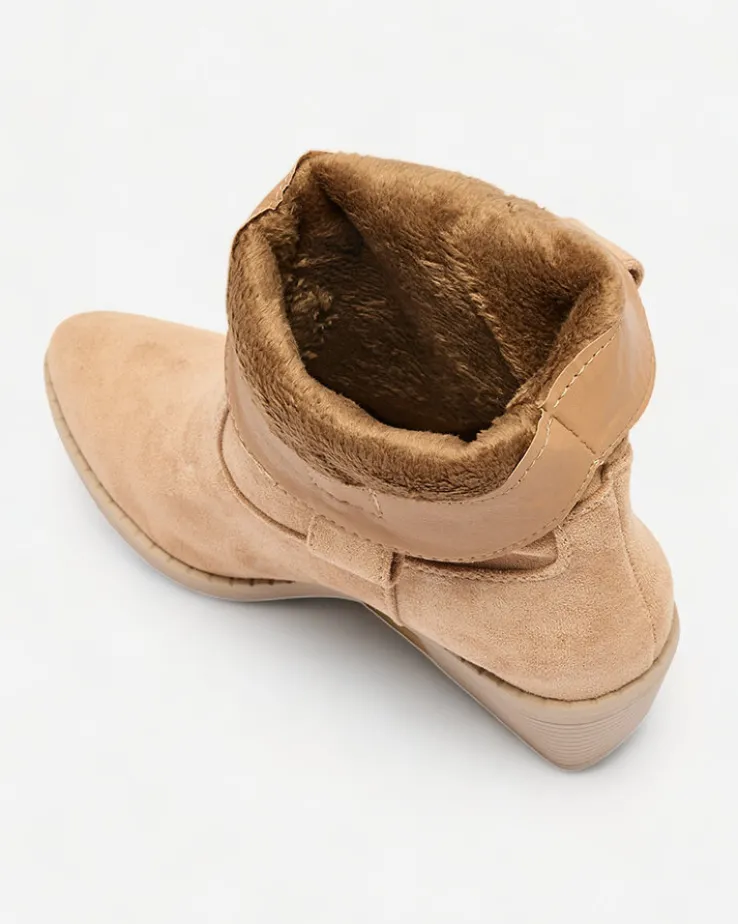 Royalfashion Jasnobrązowe damskie ocieplane botki typu kowbojki Bronco