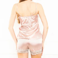 Royalfashion Jasnoróżowa damska 2-częściowa piżama z koronką