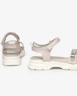 Royalfashion Jasnoróżowe błyszczące sandałki dziewczęce Lorij