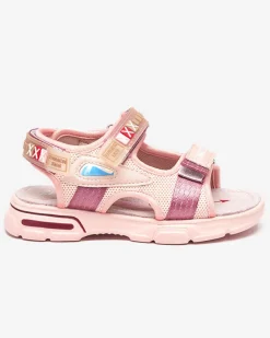 Royalfashion Jasnoróżowe sandały dziecięce na rzepy Mepoti