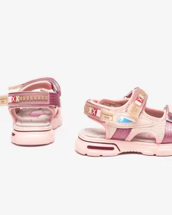 Royalfashion Jasnoróżowe sandały dziecięce na rzepy Mepoti