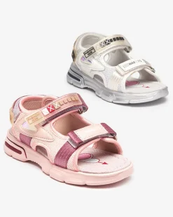 Royalfashion Jasnoróżowe sandały dziecięce na rzepy Mepoti