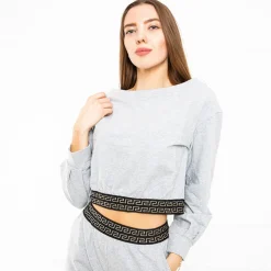 Royalfashion Jasnoszara damska bluza cropped