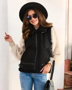 Royalfashion Kamizelka damska z kożuszkiem