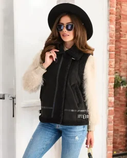 Royalfashion Kamizelka damska z kożuszkiem
