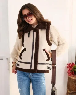 Royalfashion Kamizelka damska z kożuszkiem