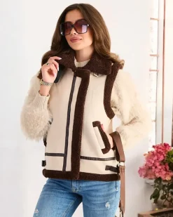 Royalfashion Kamizelka damska z kożuszkiem