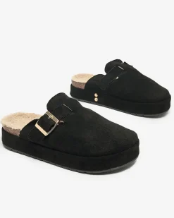 Royalfashion Kapcie damskie z kożuszkiem i klamrą Kajis