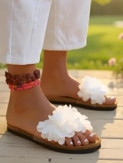 Royalfashion Klapki damskie z kwiatuszkami Flora Soft