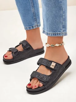 Royalfashion Klapki damskie z plecionką Delibeli