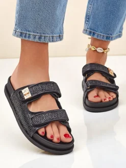 Royalfashion Klapki damskie z plecionką Delibeli