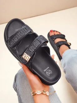 Royalfashion Klapki damskie z plecionką Delibeli