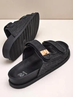 Royalfashion Klapki damskie z plecionką Delibeli