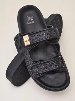 Royalfashion Klapki damskie z plecionką Delibeli