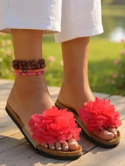 Royalfashion Klapki damskie z kwiatuszkami Flora Soft