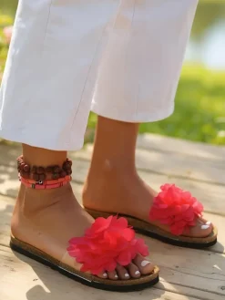 Royalfashion Klapki damskie z kwiatuszkami Flora Soft