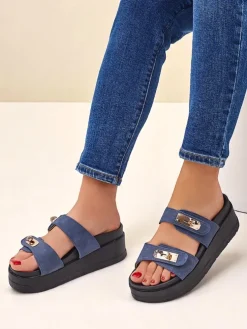 Royalfashion Klapki damskie na platformie z klamerkami Dalia