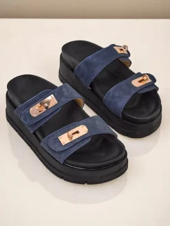 Royalfashion Klapki damskie na platformie z klamerkami Dalia