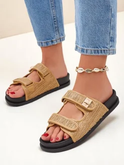 Royalfashion Klapki damskie z plecionką Delibeli