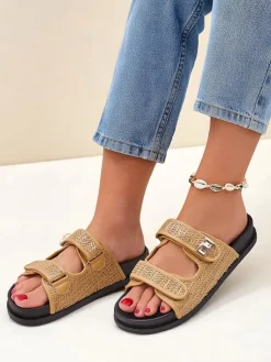 Royalfashion Klapki damskie z plecionką Delibeli