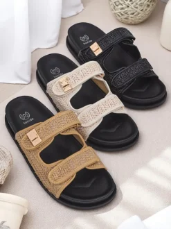 Royalfashion Klapki damskie z plecionką Delibeli