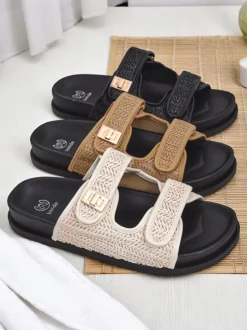 Royalfashion Klapki damskie z plecionką Delibeli