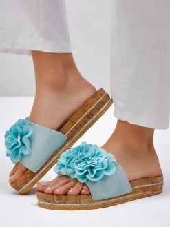 Royalfashion Klapki damskie z kwiatuszkami Focce