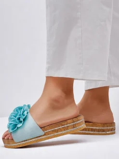 Royalfashion Klapki damskie z kwiatuszkami Focce