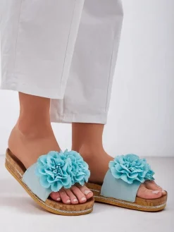 Royalfashion Klapki damskie z kwiatuszkami Focce