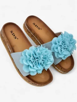 Royalfashion Klapki damskie z kwiatuszkami Focce