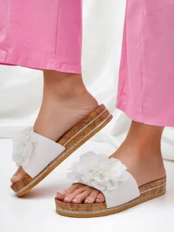 Royalfashion Klapki damskie z kwiatuszkami Focce